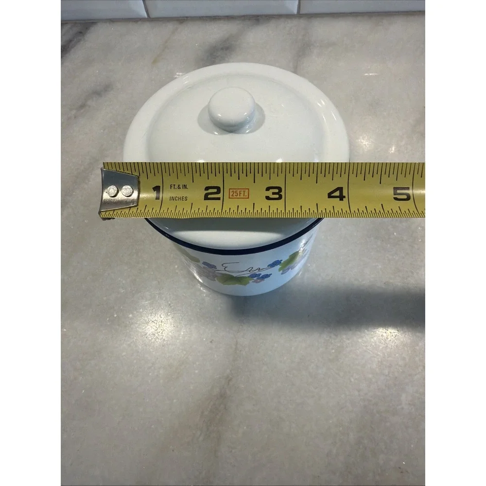 Vintage Enamelware Enamel Ware Dripping Pot/Container Grapevine
